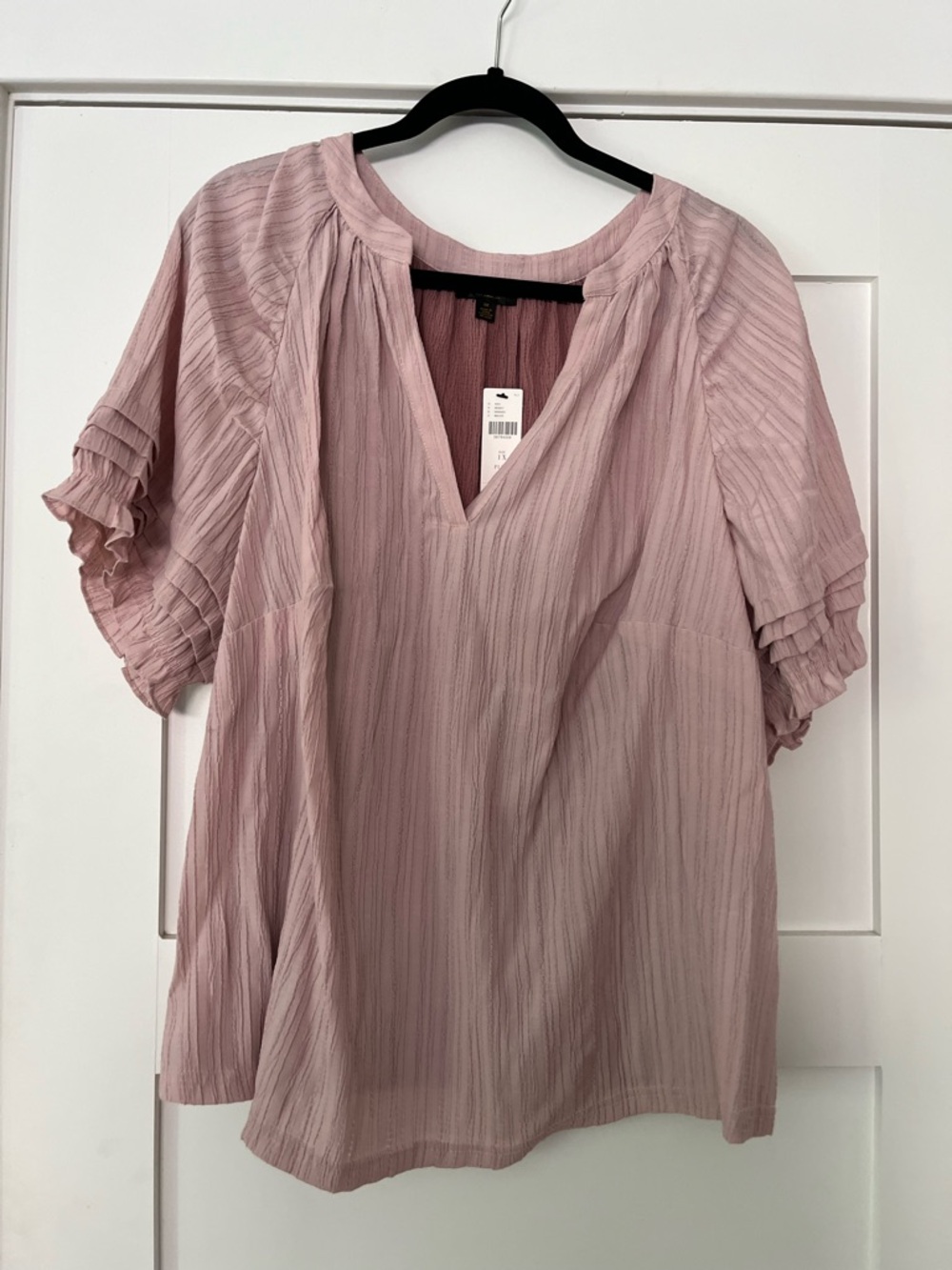 Current Air Mauve V-Neck Ruffle Sleeve Blouse